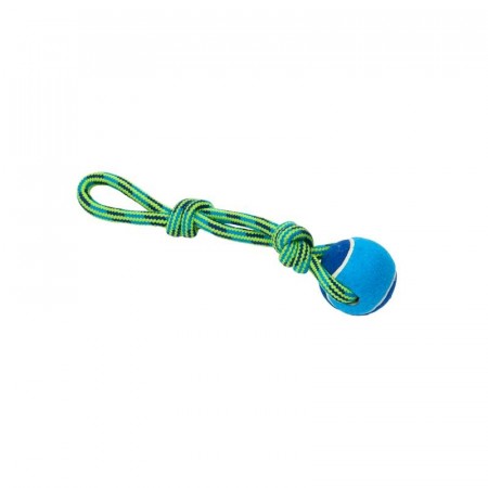 Buster Colour Tuggaball Handle med Tennisball, Blå / Lime, 30 cm